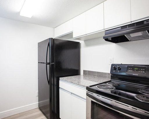 Kitchen with black colored appliances